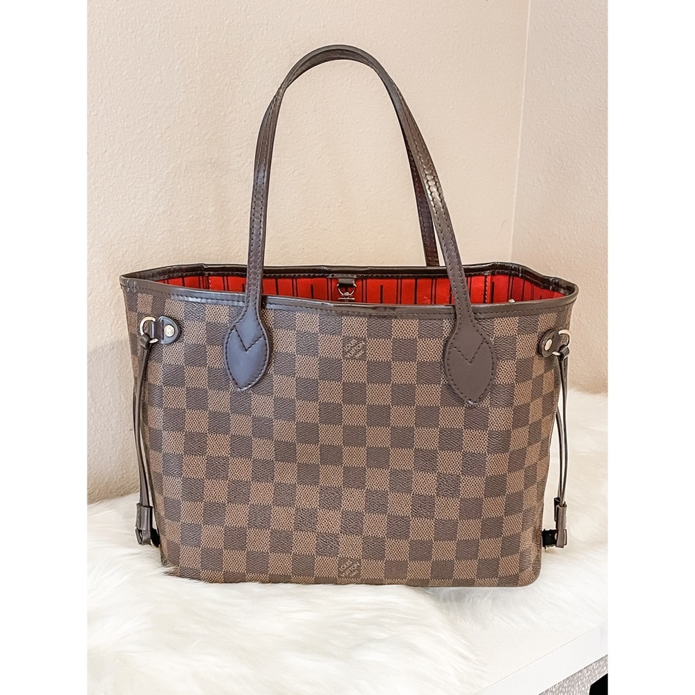 AUTHENTIC Louis Vuitton Damier Ebene Neverfull PM Cherry